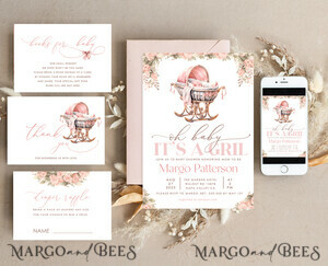 baby shower Crib Baby Girl Shower Invitation Template Set Oh baby little pink crib Diapper Raffle Books Arch Instant Download Blush Pink editable invite