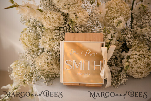 WEDDING GUEST BOOKS Acrylic Golden Guestbook Luxury Wedding GuestBook, Gold Mirror Instant Photo Book Boho Elegant Instax Wedding Photo Guestbook