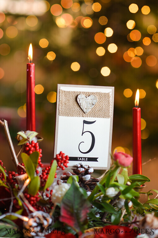 TABLE DECOR SIGNS Wood Eco Rustic Table numbers Elegant Rustic Wedding Table Numbers, Simple Handmade Table Number Sign With Natural Burlap And Birch Wood Heart, Custom Romantic Hand craft Wedding Table Cards