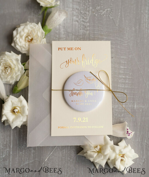 SAVE THE DATES rustic boho magnets Personalised Gold   Save the Date Magnet and Card, Vellum Wedding Save The Dates Magnets, Wedding Boho Save The Date Cards