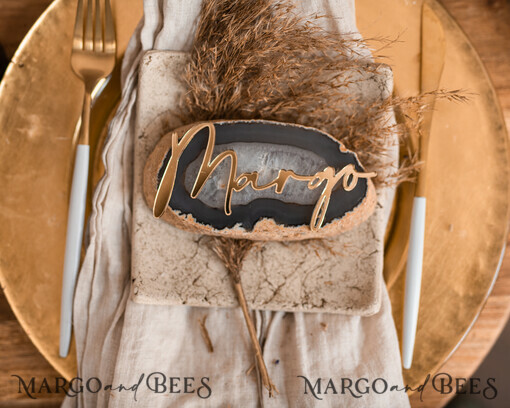 PLACE CARDS / TABLE CARDS Acrylic Gold Clear / Wood 3D Custom Elegant Gold Acrylic Place Card, Engraved Name Premium Luxury Seating Card, Gold Simple Elegant Names Guest Escort Cards, Place Cards For Wedding Guests
