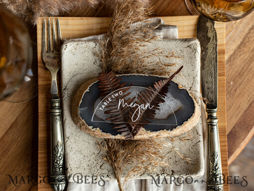 PLACE CARDS / TABLE CARDS Acrylic Gold Clear / Wood 3D Modern Arch Acrylic Place card, Wedding Place Cards,  Arch Clear Name Card premium, luxury seating card