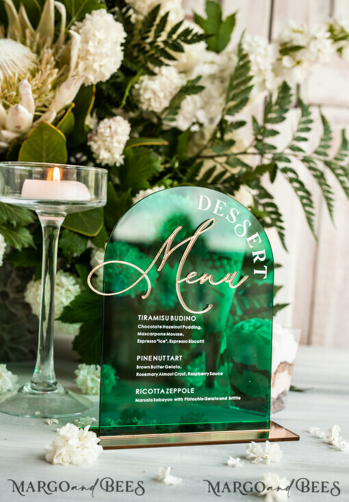 TABLE DECOR SIGNS Acrylic table decor Numbers Acrylic Arch Deessert menu, Clear Acrylic gold Candy Bar Sign, Gold Plexi Table Arch Menu, Luxury Wedding Table Decor, Wedding Signage Golden mirror Dessert Menu