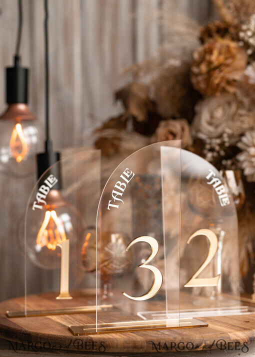 TABLE DECOR SIGNS Acrylic table decor Numbers Acrylic Arch Ombre Beige Table Numbers, Clear Acrylic and gold table numbers, Nude Taupe Gold Plexi Table Numbers, Tan Luxury Wedding Table Decor, Earthy Wedding Sign