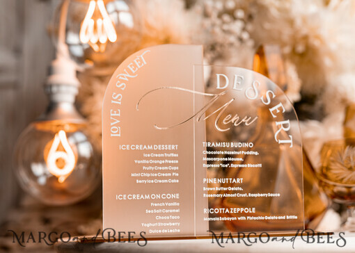 TABLE DECOR SIGNS Acrylic table decor Numbers Acrylic Arch Table Number and menu Combo, Clear and Frozen Acryl gold Signs, Gold Plexi Table Numbers nad Menu Combo Luxury Wedding Table Decor, Wedding Signage