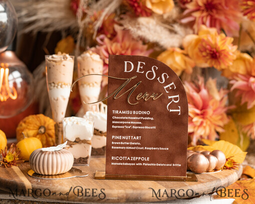 TABLE DECOR SIGNS Velvet table Numbers and Decor Terracotta Velvet Arch Dessert menu, Rust gold Candy Sign, Gold Plexi Table Arch Cake Bar Menu, Luxury Wedding Table Decor, Wedding Signage Golden Burnt Orange