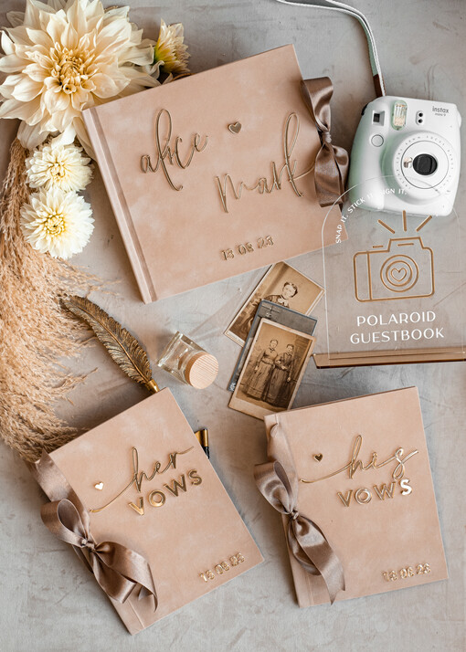 WEDDING GUEST BOOKS Bundle Gustbooks & Vows set Bundle Personalised  Wedding Guest Book & Custom Made Wedding Vows set of two - Bundle guestbook and vows books