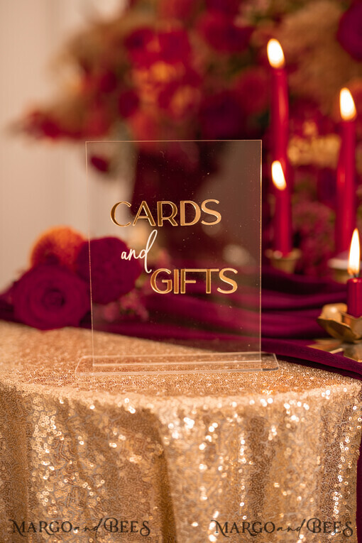 TABLE DECOR SIGNS Guestbook & Cards Gifts Signs Transparent Acrylic Cards And Gifts Sign, Gold Mirror Acrylic Sign, Clear Plexi Sign, Luxury Wedding Table Decor, Wedding Signage Golden Mirror Cards Sign