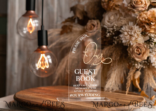 TABLE DECOR SIGNS Guestbook & Cards Gifts Signs Transparent Acrylic sign Our guestbook Sign, Half Arch Beige Ombre Acrylic Gold Guestbook Sign, Nude Gold Plexi Sign Our guestbook, Taupe Luxury Wedding Table Decor, Wedding Signage Golden Mirror Guestbook Sign with stand