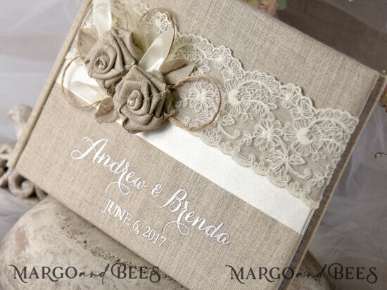 WEDDING GUEST BOOKS Rustic Burlap Linen PhotoBook Luxury Wedding GuestBook, Burlap Vintage Wedding Album Rustic Linen Photo Booth Book 001/ShChichf/kwg