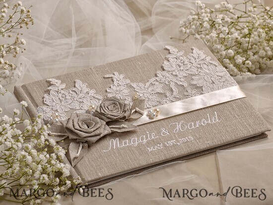 WEDDING GUEST BOOKS Rustic Burlap Linen PhotoBook Presonalised Wedding Guest Book, Burlap Vintage Wedding Album Rustic Linen Photo Booth Book 10/ShChichf/kwg