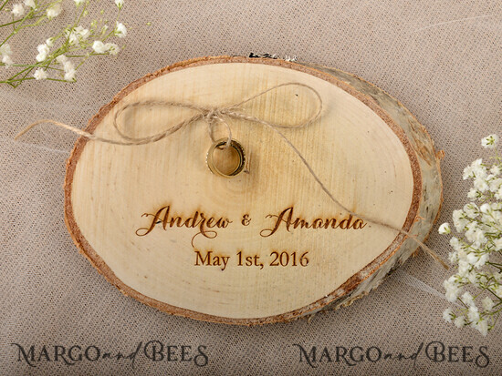 RING BEARER BOXES & PILLOWS Rustic Wedding Moss Bearer Handmade wedding ring box • engraved ring bearer box • wood rustic ring box 05/wd/pod