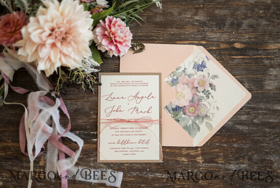 WEDDING INVITATIONS Elegant Invites Classic Cards Elegant Personalized Wedding Invitations Vintage Flowers Stationery with Pach Envelope with Floral Liner 13/CGN/z