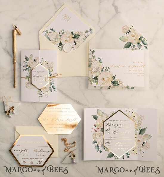 WEDDING INVITATIONS gold / rose gold / silver / glitter Luxory gold Wedding Invitations, Ivory Elegant Wedding Stationery, Golden Elegant Wedding Invitations Suite 12/frameG/z