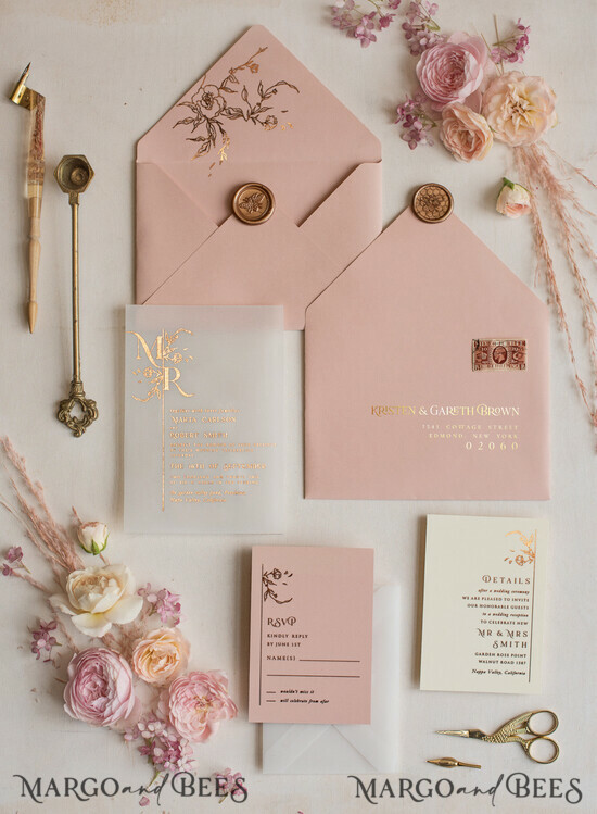 WEDDING INVITATIONS gold / rose gold / silver / glitter Luxury gold rose gold wedding invitations, elegant wedding cards, blush and pink wedding stationery 02/kallam/z