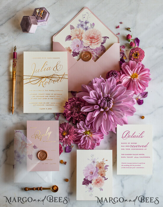 WEDDING INVITATIONS gold / rose gold / silver / glitter Wedding invitations handmade, Glamour Wedding Invitation Suite • Golden Shine Wedding Stationery • Luxury Wedding Invites 01/golddahlia/z
