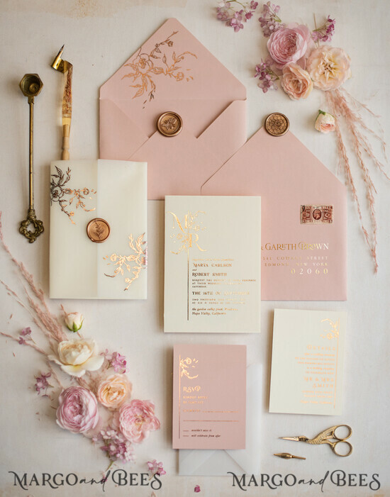 WEDDING INVITATIONS gold / rose gold / silver / glitter Elegant wedding invitations, glam gold rose gold wedding cards, cream fancy wedding invitiation suite 06/goldkalw/z