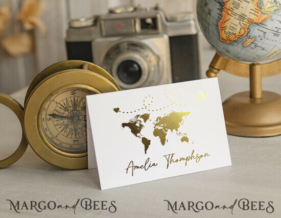 PLACE CARDS / TABLE CARDS Beach/marine/ Destionation Wedding Theme Travel Passport Gold Foil Wedding Place Cards, Wedding Escort Card, Elegant Destination place cards, Personalized wedding decoration 022/passgold/w25