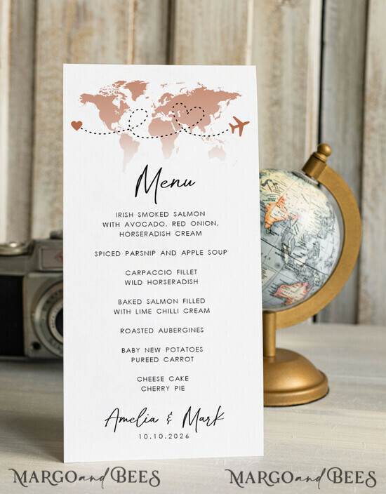 MENU & PROGRAMS Beach/marine/ Destionation Wedding Theme Travel Passport simple Wedding menu, Wedding program dinner, Elegant Destination menu, Personalized wedding decoration 03/passM/m25
