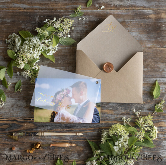 THANK YOU CARDS modern/romantic Personalized thank you note card gold calligraphy    31/ph/THC