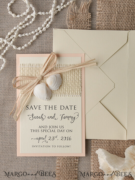 SAVE THE DATES beach travel magnets Destination Beach Wedding Save the date cards, rustic seaside wedding save our dates, seashell save our dates 03/beas/std