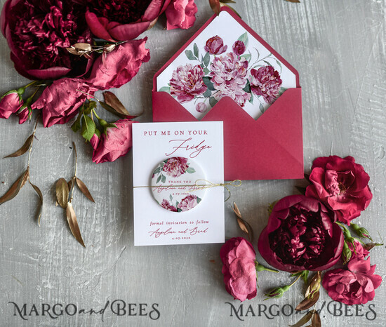 SAVE THE DATES rustic boho magnets Wedding Save the Date card, Heart  magnets 01/CLARET/std