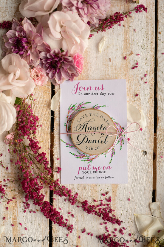SAVE THE DATES rustic boho magnets Personalised Wedding Save the dates, Wood Fridge magnet 20/hea/std
