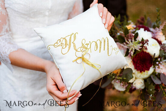 RING BEARER BOXES & PILLOWS glitter ring pillows Handmade wedding ring pillow • Glitter Ring Bearer Pillow • Boho Glam Ring Bearer 01/gl/pod