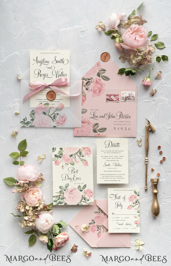 WEDDING INVITATIONS Modern Invites Floral Cards Blush pink wedding invitations, blush pink wedding cards, blush pink wedding stationery, blush pink wedding accessories, ecru wedding invitations, ecru wedding accessories, peony wedding invitations, peony wedding cards, peony wedding accessories, pink ribbon, wedding invitations with bow, elegant wedding invitations, spring flowers, spring wedding invitations, vintage flower illustration, floral wedding invitations, floral wedding, boho wedding invitations 2/greenPi/z