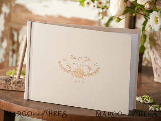 WEDDING GUEST BOOKS Rustic Wooden Engraved PhotoAlbum Wedding guestbook for polaroids, Wood Wedding Album Boho Photo Booth Book 24/NWC/kwg