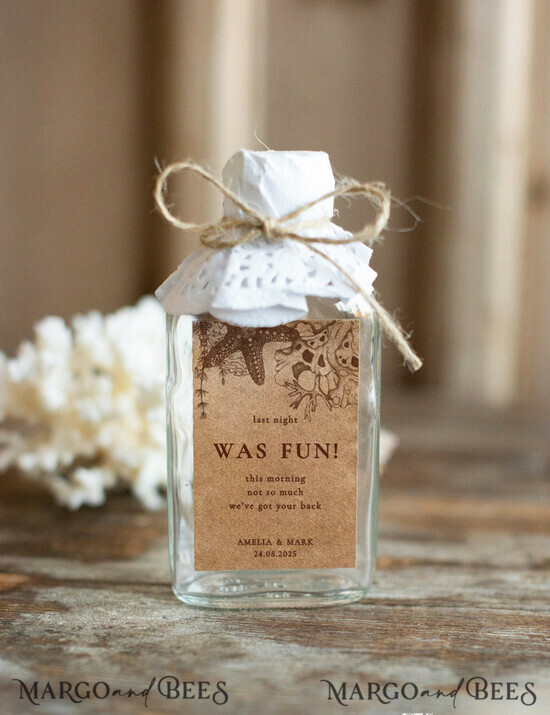 WEDDING FAVORS wedding hangover kits Wedding Thank You favors, small bottle hangover kit 3/sea/but