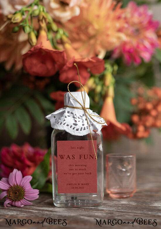 WEDDING FAVORS wedding hangover kits wedding favor, small bottle hangover kit 5/goldz/kit