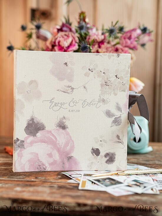WEDDING GUEST BOOKS Instax Instant Photo Book Luxury Wedding Guest Book, Blush Flowers Personalized Wedding Album • Embossed wedding Photo Booth Book 02/instaxsto/kwg