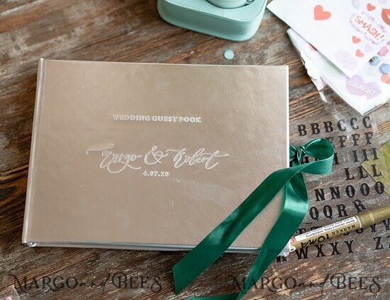 WEDDING GUEST BOOKS Instax Instant Photo Book Luxury Wedding GuestBook, Silver leather Personalized Wedding Album, Silver Embossed Photo Booth Book 02/instaxst/kwg