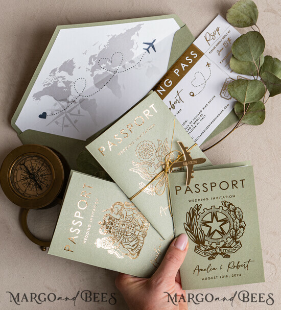 SAMPLING SERVICE samples Sample, bespoke sample set Sage Green Passport Wedding Invitation, Wedding Cards Boarding Pass, Tuscany Passport Wedding Invitations Abroad, Destination Wedding Invites, Travel Map Wedding Stationary 01/passH/z