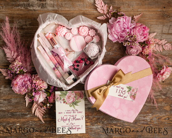 BRIDESMAID/BEST MAN BOX WILL YOU BE MY BRIDESMAID Bridesmaid Proposal Heart Shaped Box, Spa Maid of Honor handmade gift Box, special present box 08/KOSheart/bridesmaid