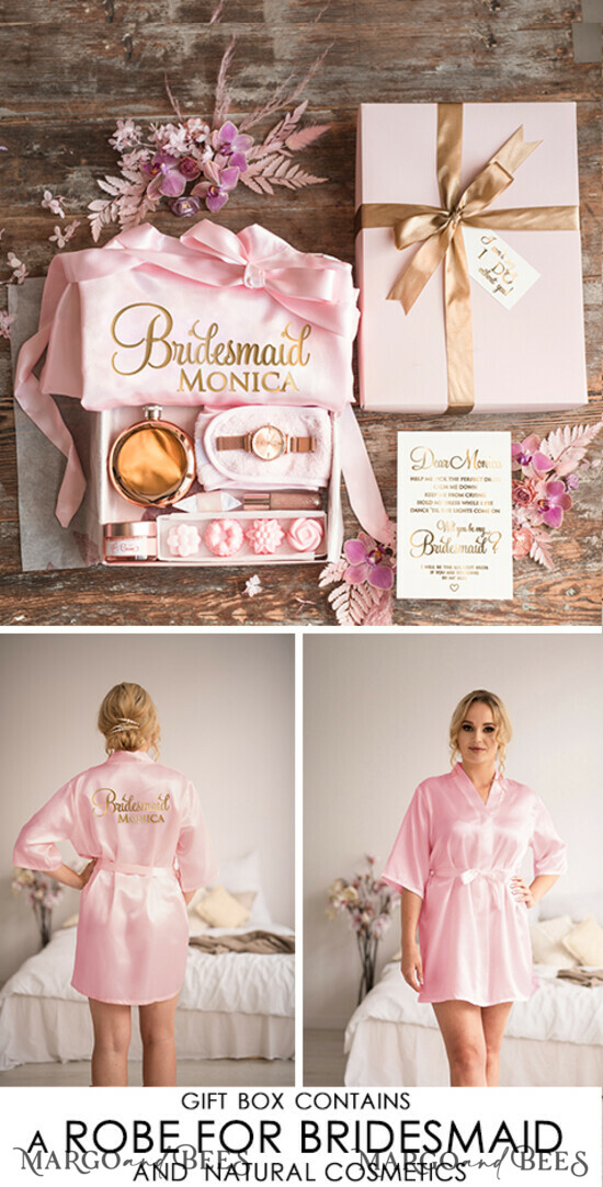 BRIDESMAID/BEST MAN BOX WILL YOU BE MY BRIDESMAID Bridesmaid Proposal Luxury Box, Personalized Proposal Bridesmaid Robe, Watch and Hip Flash set 01/boxSR/bridesmaid