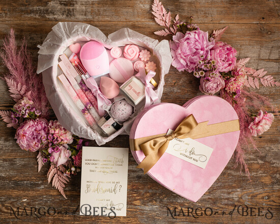 BRIDESMAID/BEST MAN BOX WILL YOU BE MY BRIDESMAID Velvet heart Present Box, Bridesmaid Gift Box, Natural Spa Day Maid Of Honor Proposal Box Set 07/KOSheart/bridesmaid