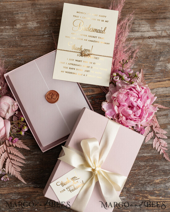 BRIDESMAID/BEST MAN BOX Bridesmaid THANK YOU or PROPOSAL SMALL BOX Maid of Honor Thank you PROPOSAL box wishing well card bracelet GIFT BOX for Maid of Honor 01/boxM/bridesmaid