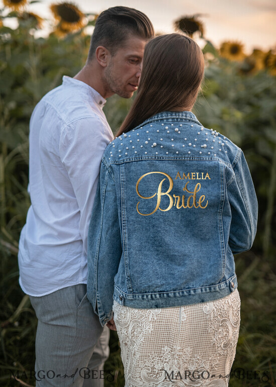WEDDING JACKET/ BOLERO DENIM BRIDAL JACKET jeans wedding jacket denim bride, Text on the back, Name of the Bride 18/jacket/bride