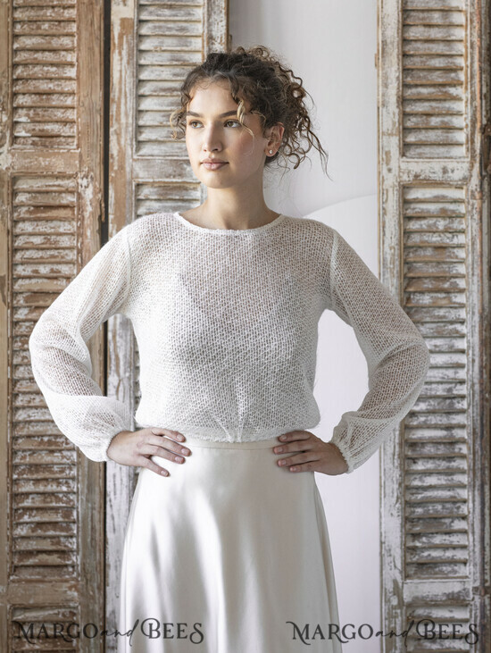 BRIDE bolero, robes, garter WEDDING BOLERO & SHRUGS Wedding Bolero Long Sleeve, Wedding Puff Sleeve Shrug, Bridal wedding Coverup, Wedding Dress Topper, Bridal Capelet 01/BoKorn/bol25