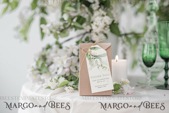TEMPLETT wedding stationery Sage Green Favor Tag Template, Greenery Favor Tag Template, Editable Thank You Tag, Printable Wedding Gift Tags, Party Tags, WSpr1 1/spring/tag