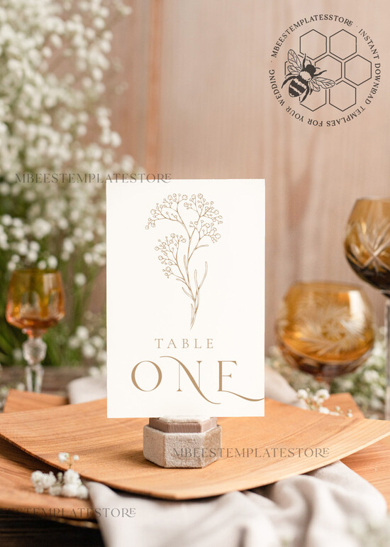 TEMPLETT wedding stationery Rustic table number template, table numbers editable, Instant download Modern table numbers, Garden table number Printable, WGyp2 2/gypsophila/tn