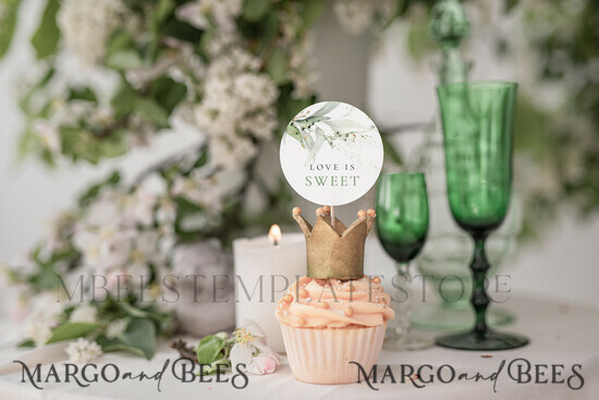 TEMPLETT wedding stationery Sage Green Round Favor Tag Template, Greenery Favor Tag Template, Editable Eucalyptus Thank You Tag, Printable Wedding Gift Tags, Party Tags, WSpr1 1/spring/sweet