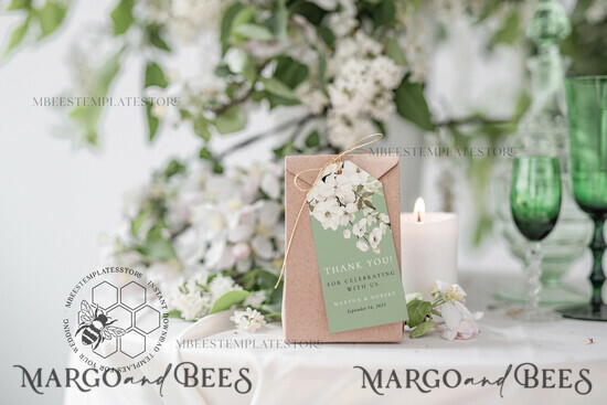 TEMPLETT wedding stationery Greener Favor Tag Template, Green Favor Tag Template, Editable Thank You Tag, Printable Wedding Gift Tags, Party Tags, WSpr3 3/spring/tag