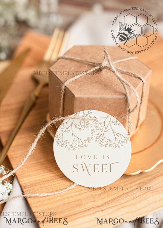 TEMPLETT wedding stationery Boho Round Favor Tag Template, Rustic Favor Tag Template, Editable Thank You Tag, Printable Wedding Gift Tags, Party Tags, WGyp2 2/gypsophila/cake