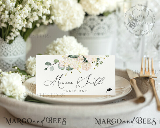 TEMPLETT wedding stationery Sage Green escort card template, Instant download Greenery escort card , Modern Garden escort cards Set Printable 1/whiterose/pc