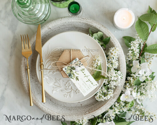 TEMPLETT wedding stationery Green Favor Tag Template, Greenery Favor Tag Template, Editable Thank You Tag, Printable Wedding Gift Tags, Party Tags, WGreen4 4/greenbot/thkt