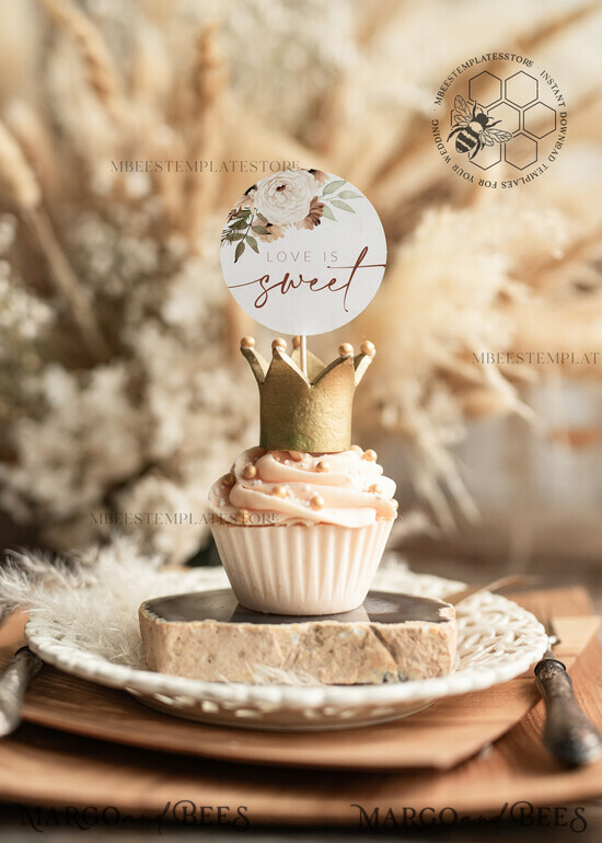 TEMPLETT wedding stationery Love is sweet Boho Round Favor Tag Template, Rustic Favor Tags, Editable Thank You Tag, Printable Gift Tags, Guests Party Tags, Wboho10 10/boho/cake