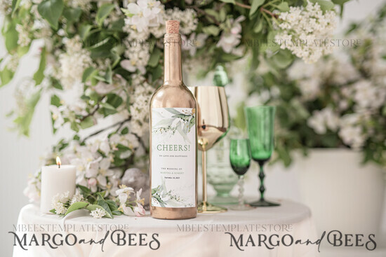 TEMPLETT wedding stationery Sage Green wine label wedding template, wine label weddings editable, Instant download Modern wine label wedding Garden Printable, WSpr1 1/spring/wine